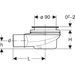GEBERIT GE Duschwannenablauf d90, SH50, d50 d90mm, SH50, d50mm – 150.550.00.1