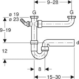 GEBERIT GE Pre-fabricated Drain 2-part in PP d50mm x G1 1/2 white – 152.715.11.1