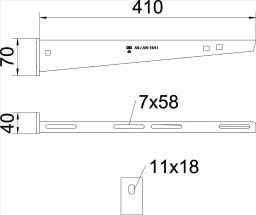 OBO Wall and Post Cantilever with Welded Head Plate B410mm Steel Hot-Dip Galvanized – 6420745