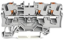WAGO 3-Leiter-Durchgangsklemme mit Drücker 4 mm², grau – 2204-1301