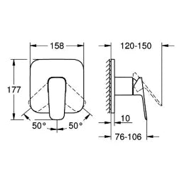 GROHE Grohe Cubeo Single-Lever Shower Mixer Set for 35604 matt black – 101777 243 0