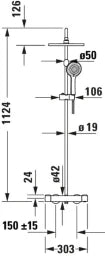 DURAVIT Duravit Duschsystem 1000 chrom Brausethermostat 303x1124x573mm – TH4282008010