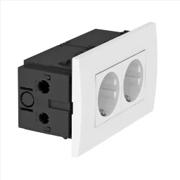 OBO Steckdoseneinheit Modul 45, 2fach 84x140 x59mm Polycarbonat reinweiß RAL 9010 – 6119407