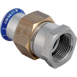 GEBERIT GE Mapress ES Transition Coupling with Swivel Nut, Brass, d22mm x Rp3/4 – 35304