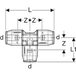 GEBERIT GE PushFit Tee PVDF Equal d20mm – 651.310.00.1
