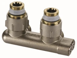 SIMPLEX Simplex Deflection Piece E1/50 for 1/2" internal thread E-form with shut-off valve, nickel-plated – F10077