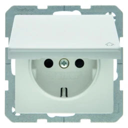 BERKER Steckdose SCHUKO mit Klappdeckel Q.1/Q.3 polarweiß samt – 47516089