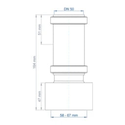 POLOPLAST PP Transition from Spigot End to Spigot End of Other Material POLO-KAL DN 50/58-67mm – 02870