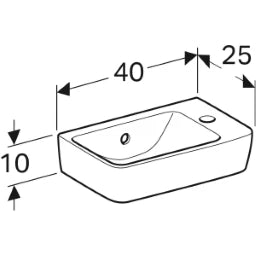 GEBERIT SANITAER Geberit Renova Compact Hand Washbasin with Faucet Hole on the Right, 40x25cm, White – 276140000