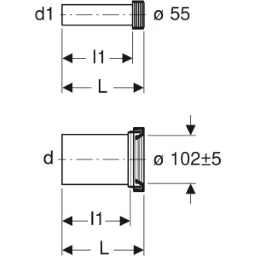 GEBERIT GE Connection set wall-hung WC d90mm, L18.5cm - 152.426.46.1