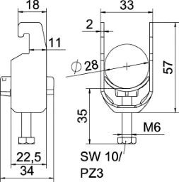 OBO Saddle Clamp 2056 22-28mm Steel hot-dip galvanized – 1186722