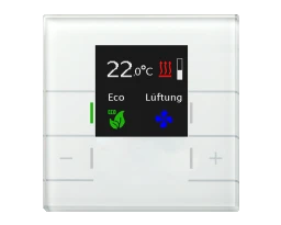 MDT Glas Raumtemperaturregler Smart mit Farb display, Weiß – SCN-RTRGW.02