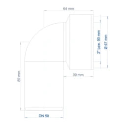 POLOPLAST PO Siphon-Anschlussknie POLO-KAL DN 50/50 (2") – 02365