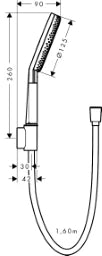 HANSGROHE HG Porterset Raindance Alive Select S 125 3jet EcoSmart m.Schl. 1600mm chrom – 24611000