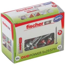 FISCHER DÜBEL Duopower 8 x 40 S - VPE=50ST Duopower mit Schraube – 535460