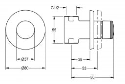 KWC AUSTRIA KWC Self-closing straight valve DN15, brass, polished, chrome-plated, G1/2 – 2030034416