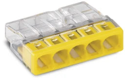 WAGO COMPACT Verbindungsdosenklemme 5-polig max. 2,5 mm², transparent/gelb – 2273-205