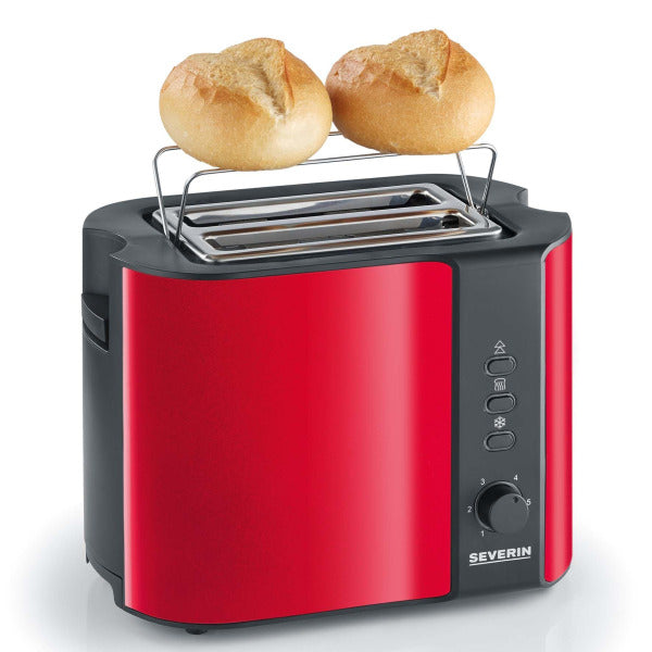 Toaster 2-slice 800W 6 settings, defrost, reheat, bun warmer, red-black – 221700