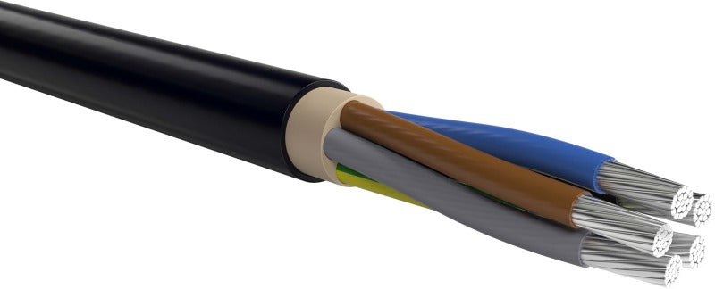 PVC-isolierte Kabel mit Aluminiumleiter E-AYY 5X25 RM SW Eca Schnittlänge