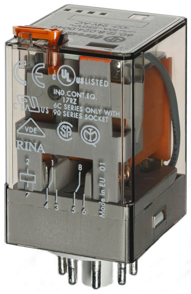 Plug-in relay, 2 CO 10A, Coil 230VAC – 60.12.8.230.0040