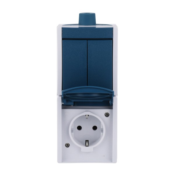 SCHUKO combination with 2-gang rocker switch, grey/blue-green - ocean series – 2CKA001684A0324