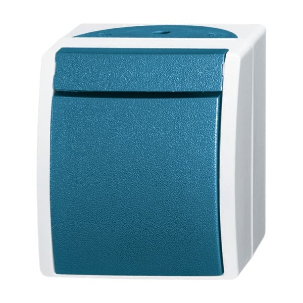 BUSCH-JAEGER FR AP Wipp Taster 1-polig, Schließer Ocean IP44, grau/blaugrün – 2CKA001484A0370