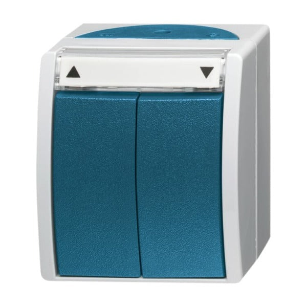 Venetian blind push-button with labeling field 1-gang grey/bluish-green - ocean – 2CKA001442A0469
