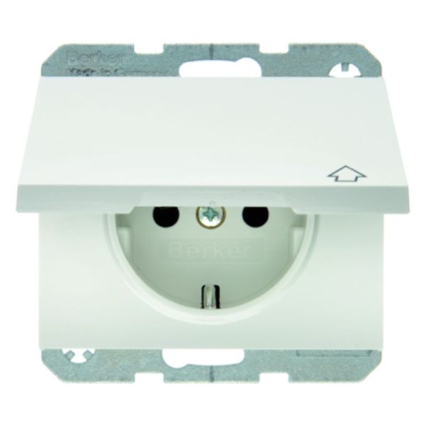 BERKER Steckdose SCHUKO mit Klappdeckel u. erh. BS K.1 polarweiß glänzend – 47517109