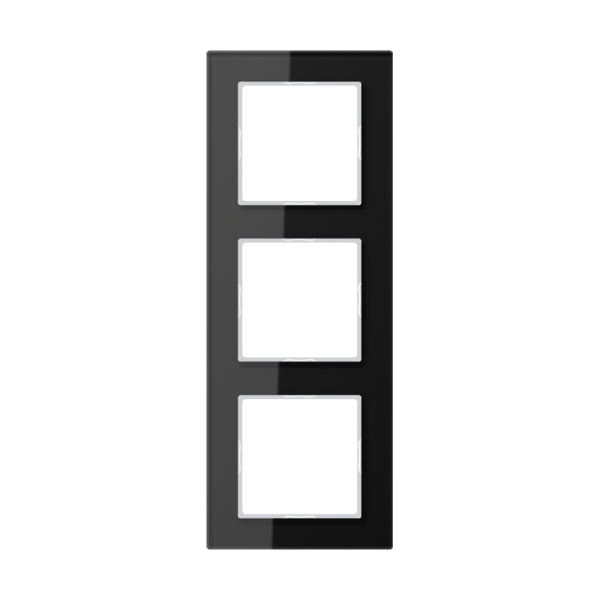 Glass frame 3-gang, vertical and horizontal mounting, glass, ACREATION, black – AC583GLSW