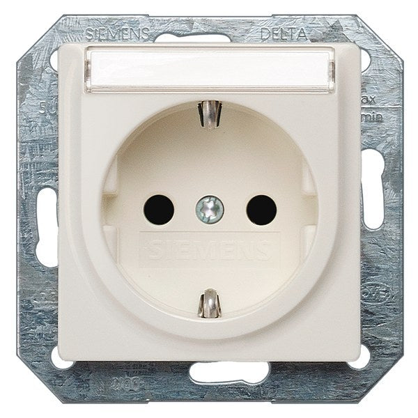 DELTA i-system Socket Outlet with Labeling Field, Increased Touch Protection, Aluminum Metallic – 5UB1940