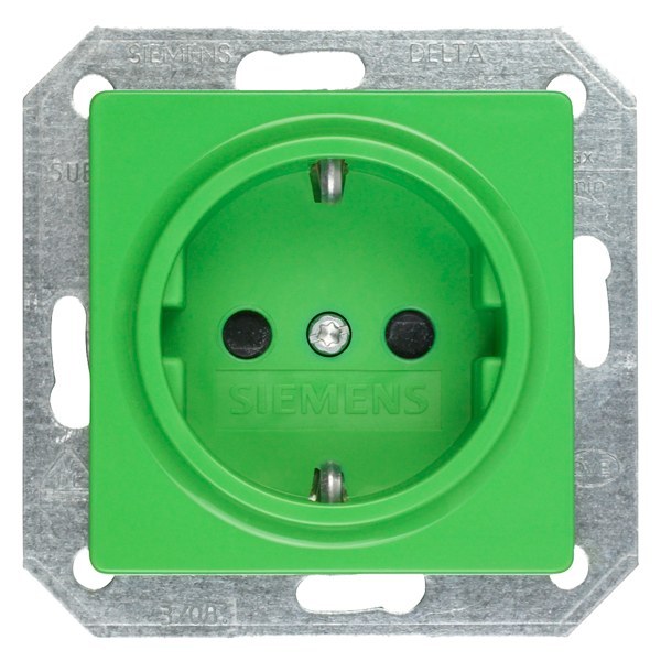 DELTA i-system SCHUKO socket with increased touch protection, green - 5UB1520