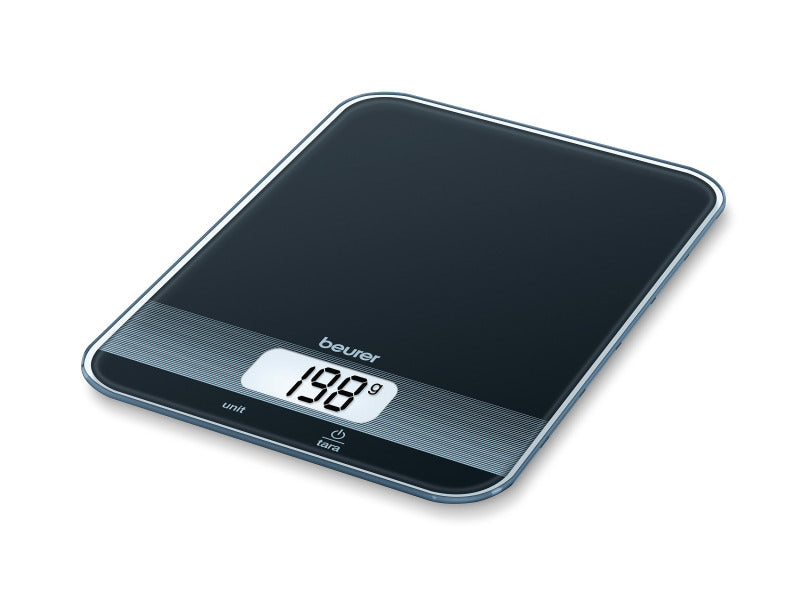 K�chenwaage b.5kg 1gTeilung Tara LCD Glas schwarz
