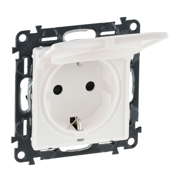 LEGRAND Valena Life Schutzkontaktsteckdose Klapp deckel. EBS Farbe: Ultraweiß – 753117