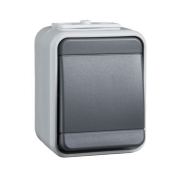 Cross switch 10A AquaTop plug-in terminal light/basalt grey – 441709