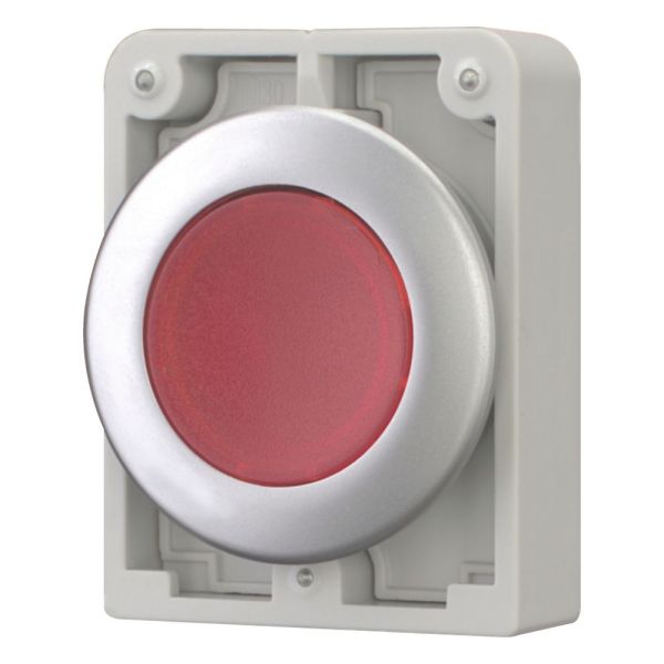 Illuminated push-button, RMQ-Titan, flat, momentary, red, unlabelled, metal bezel – 182926