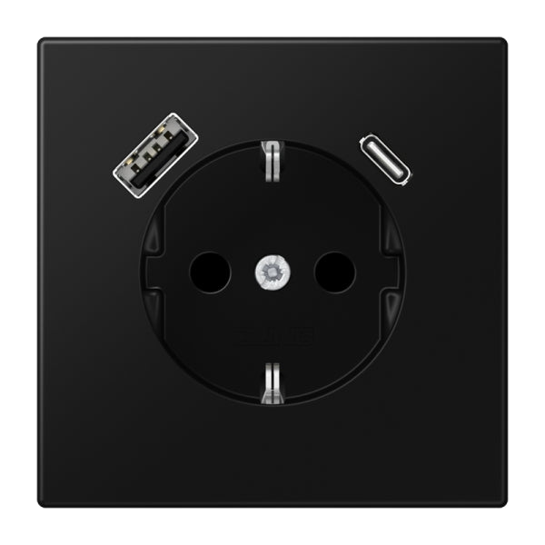 SCHUKOSocket outlet 16A 250V ~, USB Charger 1xType A + 1xType C, graphite black – LS1520-15CASWM