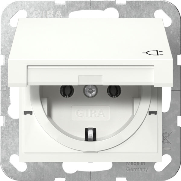 GIRA SCHUKO Steckdose Klappdeckel System 55 reinweiß glänzend – 445403