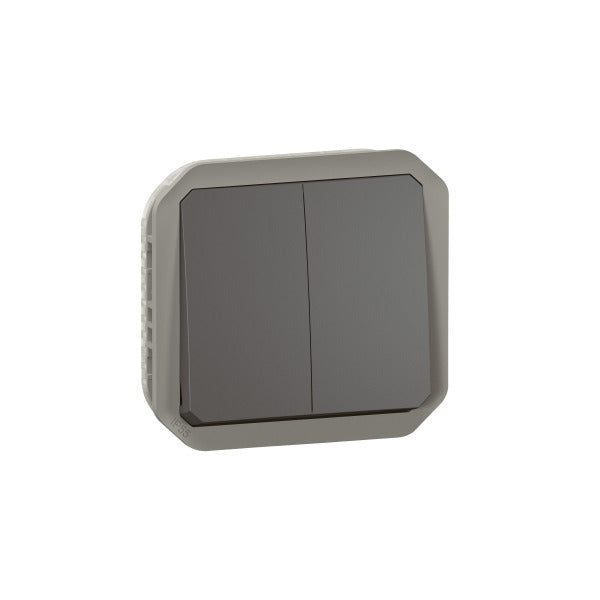 Plexo New Surface-mounted Double-throw Switch 10AX/Push-button 10A, SL, IP55, IK08, Anthracite – 069805L