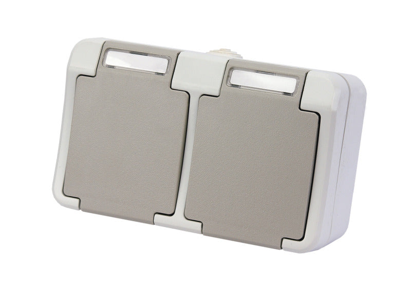 Surface-mounted socket outlet, 2-gang horizontal, IP54 – 102439