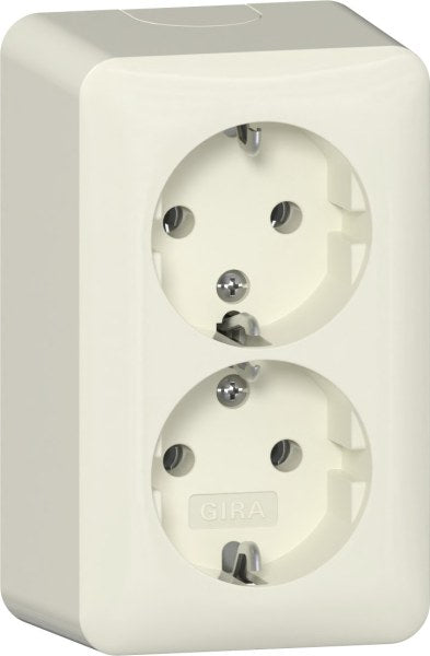 2f-SCHUKO-Steckd. + Montagepl. AP Reinweiß – 478013