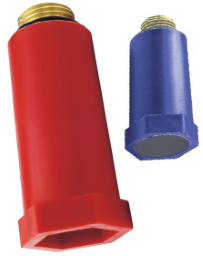ALVA Baustopfen rot mit Messing-Gewinde-Teil 1/2 Zoll