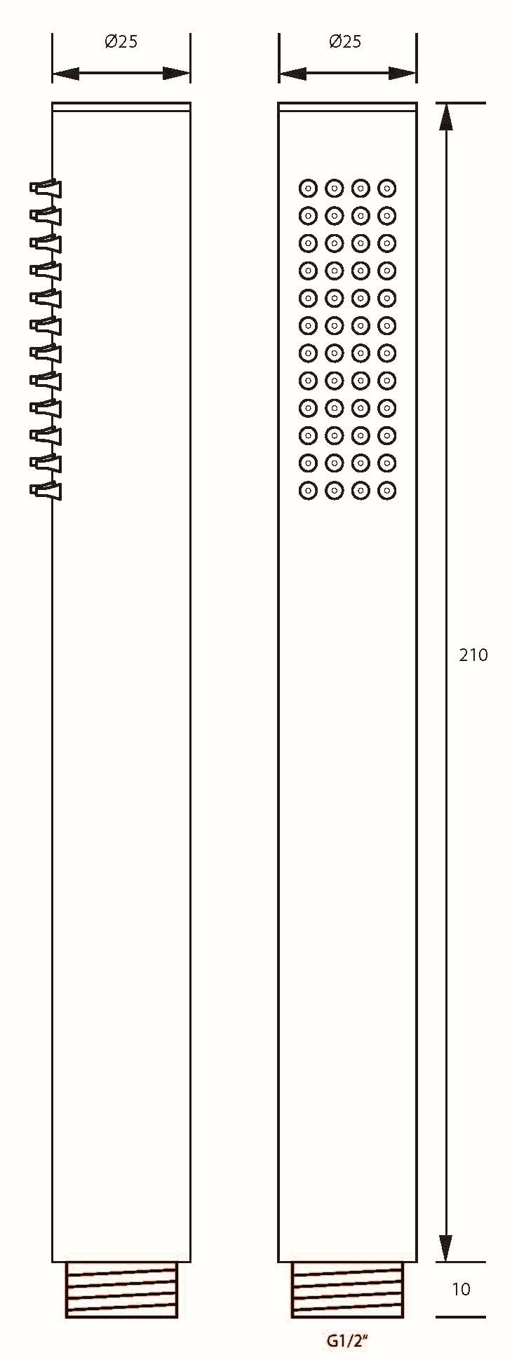 Alva Varia Stabhandbrause 1-fach rund, mit Antikalk, Messing, Schwarz M. - AQARVASHB1.3S