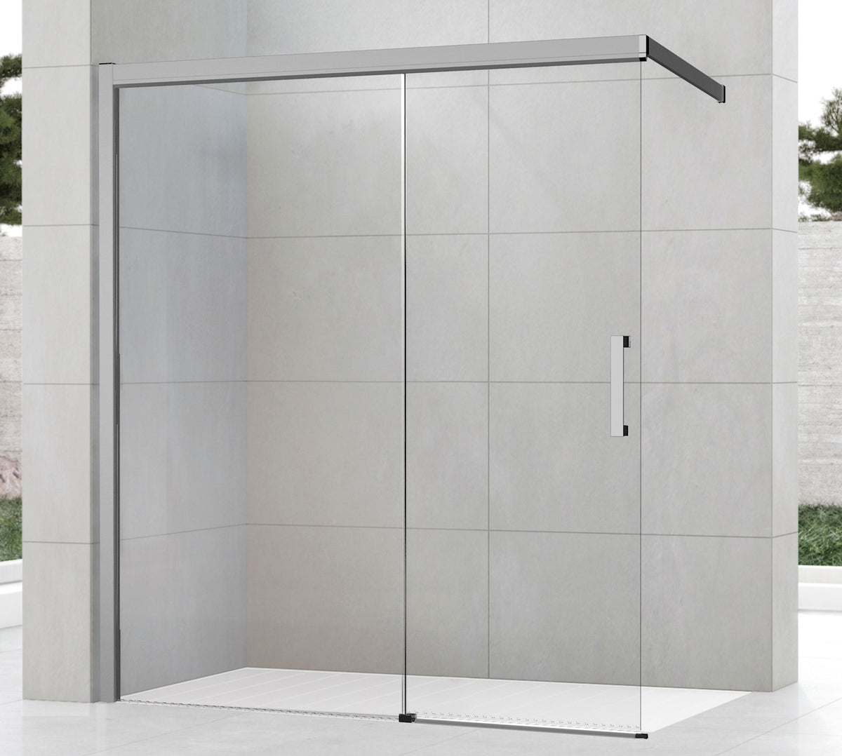 ALVA Spa 1.0 Schiebetür freistehend li. 137-140/200cm, Glas ESG Cl., Silber HGL