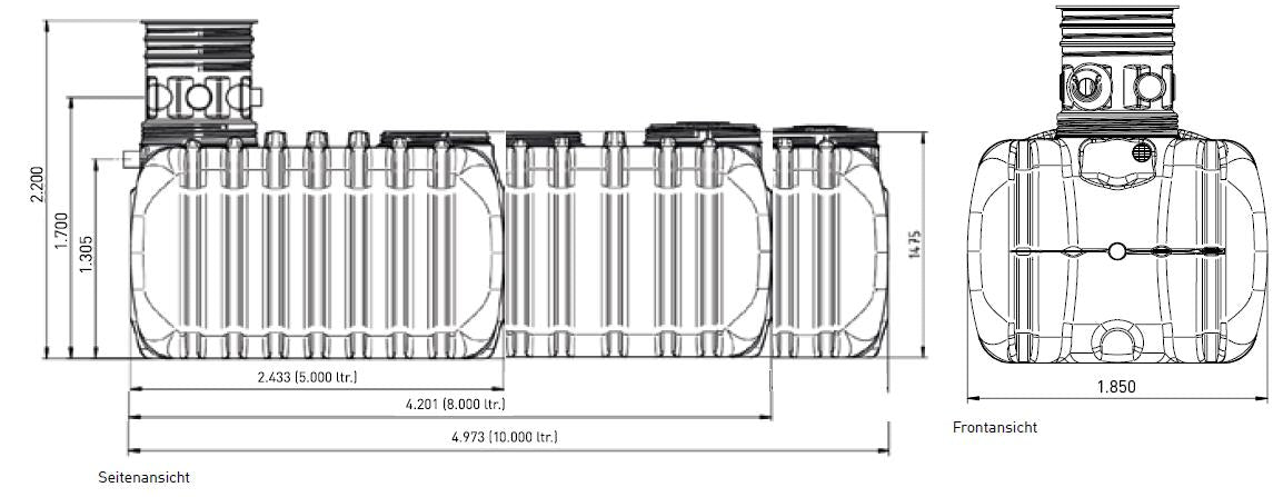 Alva Regenwassertank 8.000 Liter, inkl. Siphon m. Kleintierschutz (AT 185) - ACRWT8000