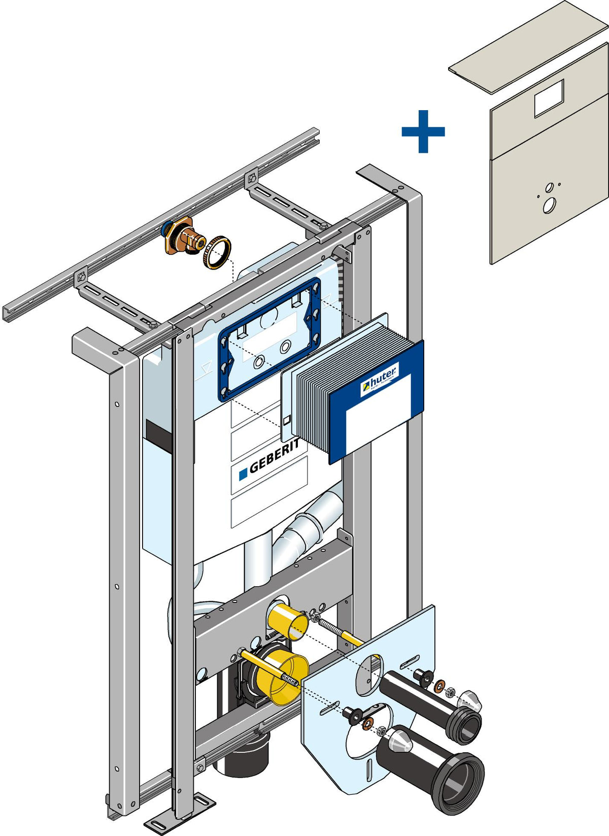 GEBERIT GE Huter Montageelement WWC UP320 Reno fuer Massivbau, mit Beplankung – HU-WC1114-G