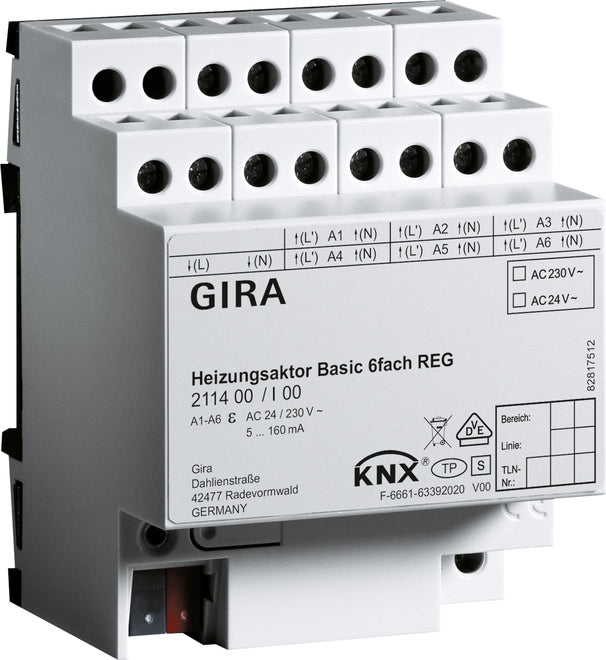 GIRA Heizungsaktor Basic 6f KNX REG – 211400