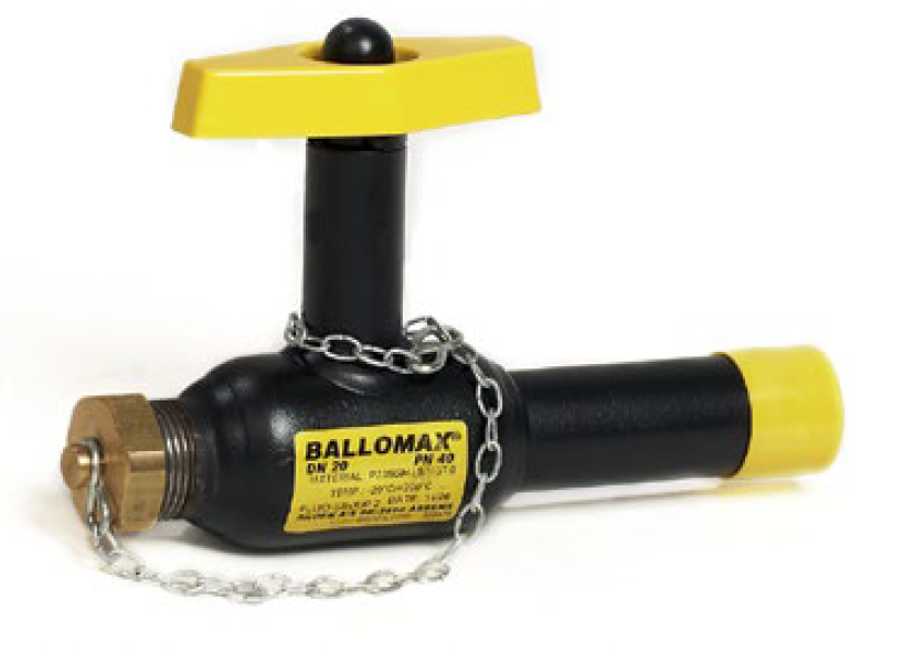 BROEN A/S Ballomax vollverschw. Stahlkugelh. DN15 PN40 red.DG SExAG Kappe u. Kette T-Griff – 61105015S268700