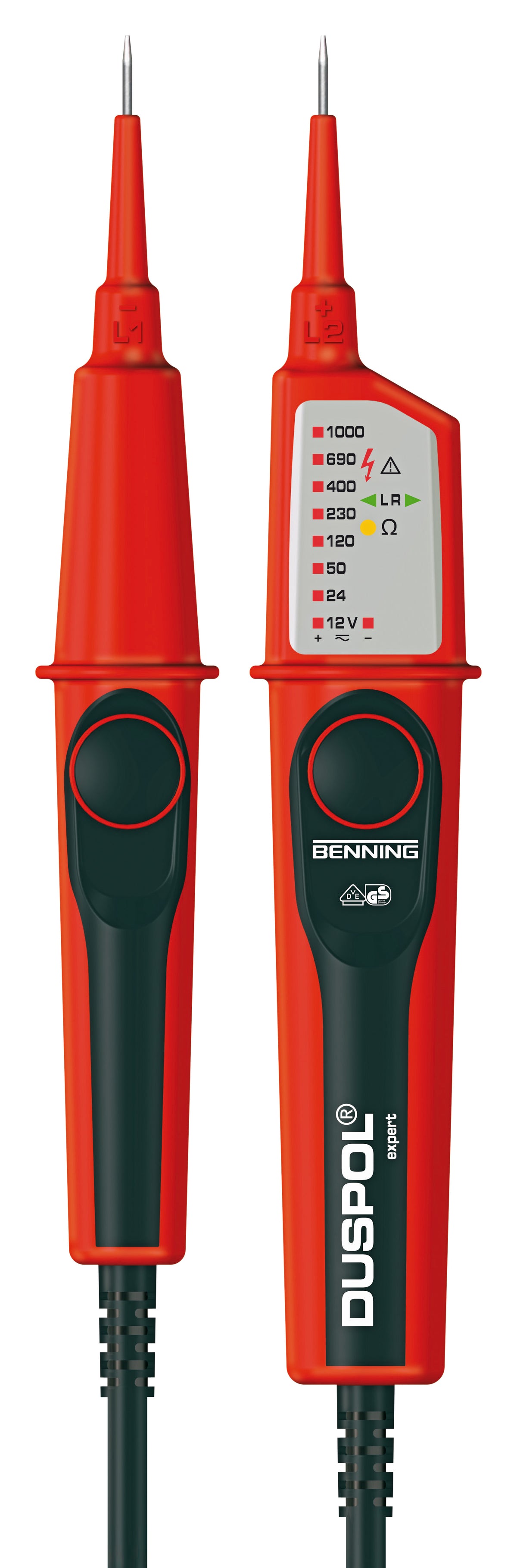 BENNING Spannungsprüfer 12-1000V VDE Cat IV 600V LED Durchgang Polarität Phase – 050262