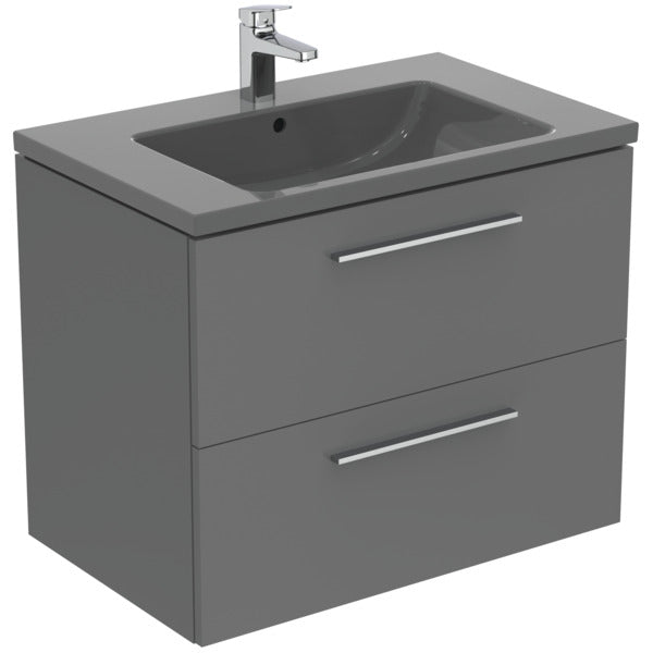 Alva Ora Unterschrank inkl. Keramik-WT 81x63x51cm, Quarzgrau Matt - AQBMORWTUSK80GM