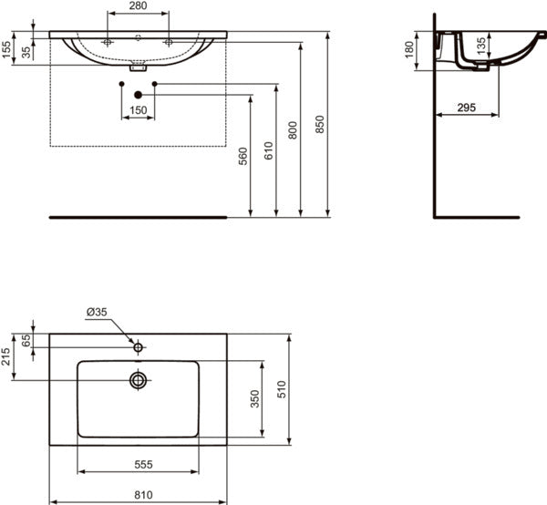Alva Ora Unterschrank inkl. Keramik-WT 81x63x51cm, Quarzgrau Matt - AQBMORWTUSK80GM